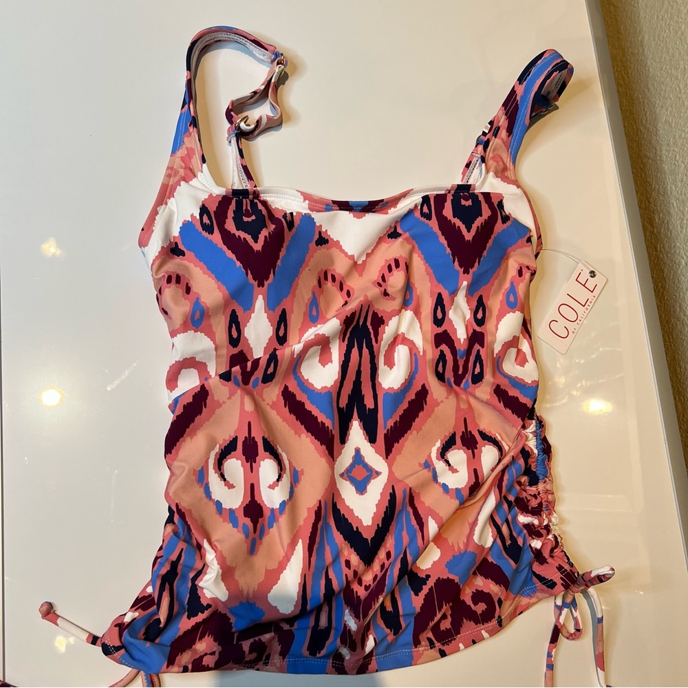 Cole swim top. Size L. Multi print pink/blue/purple/white